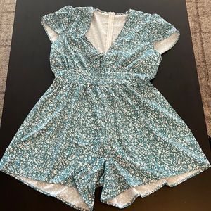 Green Floral Romper Never Worn